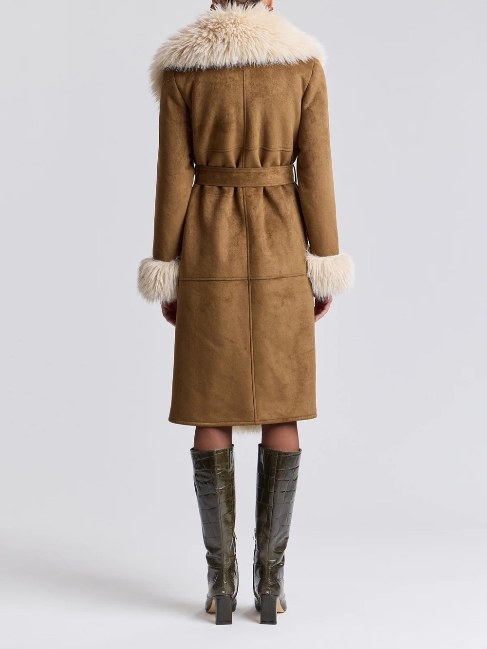 Avec Les Filles Belted Faux Suede and Sherling Coat / XS NEW WITH TAGS NW - Picture 11 of 14